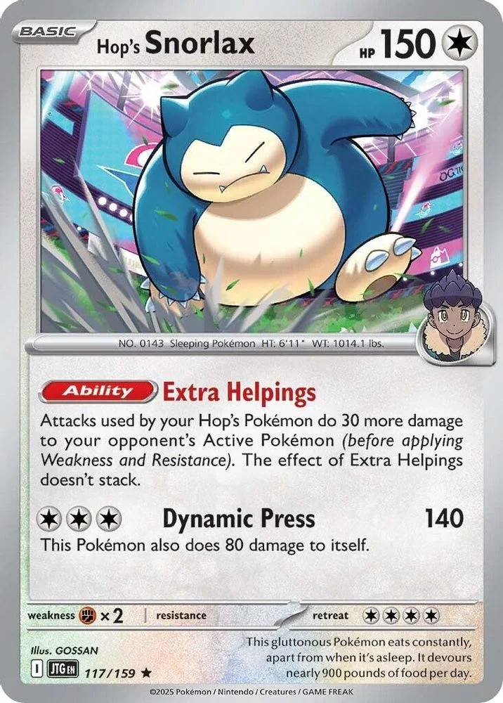Hop's Snorlax 117/159 — front