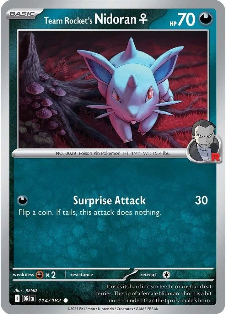 Team Rocket's Nidoran F 114/182 — front