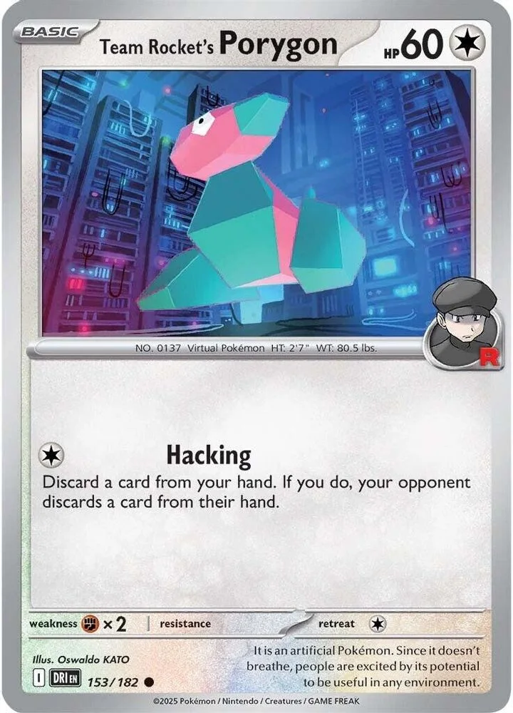 Team Rocket's Porygon 153/182 — front