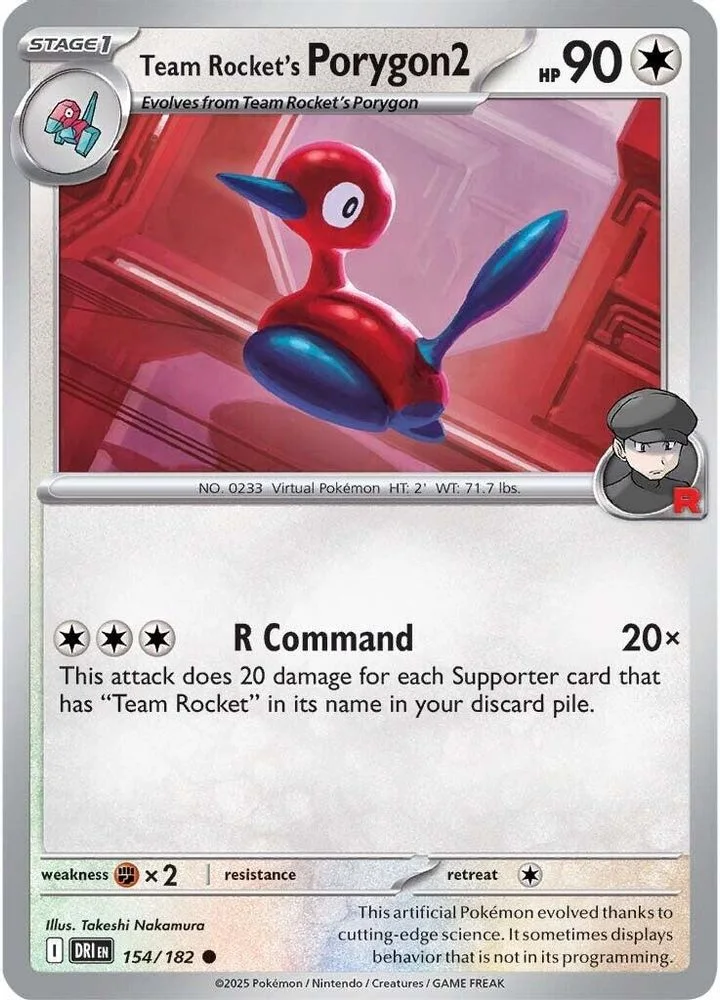 Team Rocket's Porygon2 154/182 — front