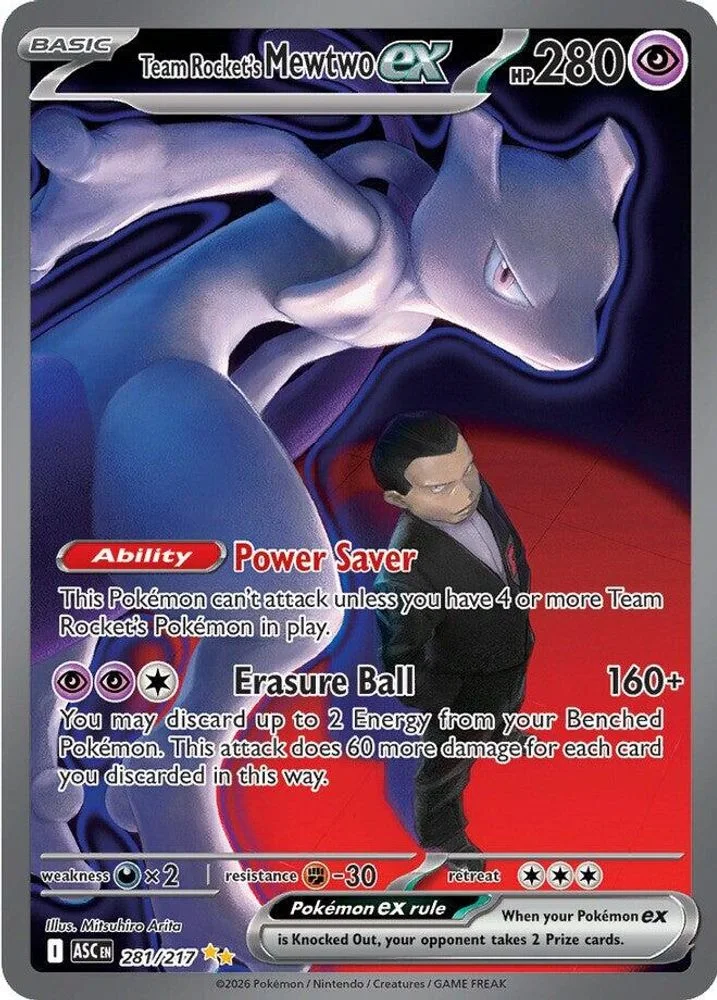 Team Rocket's Mewtwo ex 281/217 — front