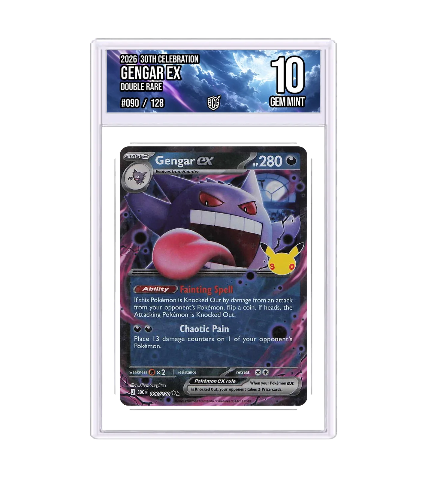 Gengar ex 090/128 · BCG 10 Gem Mint — front