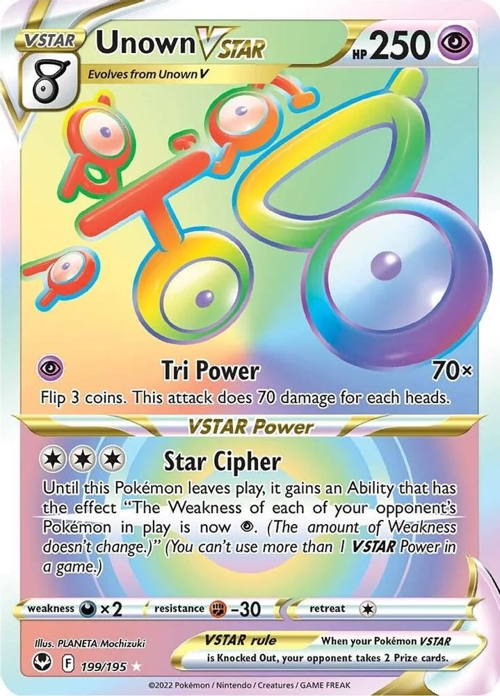 Unown VSTAR 199/195 (Secret) — front