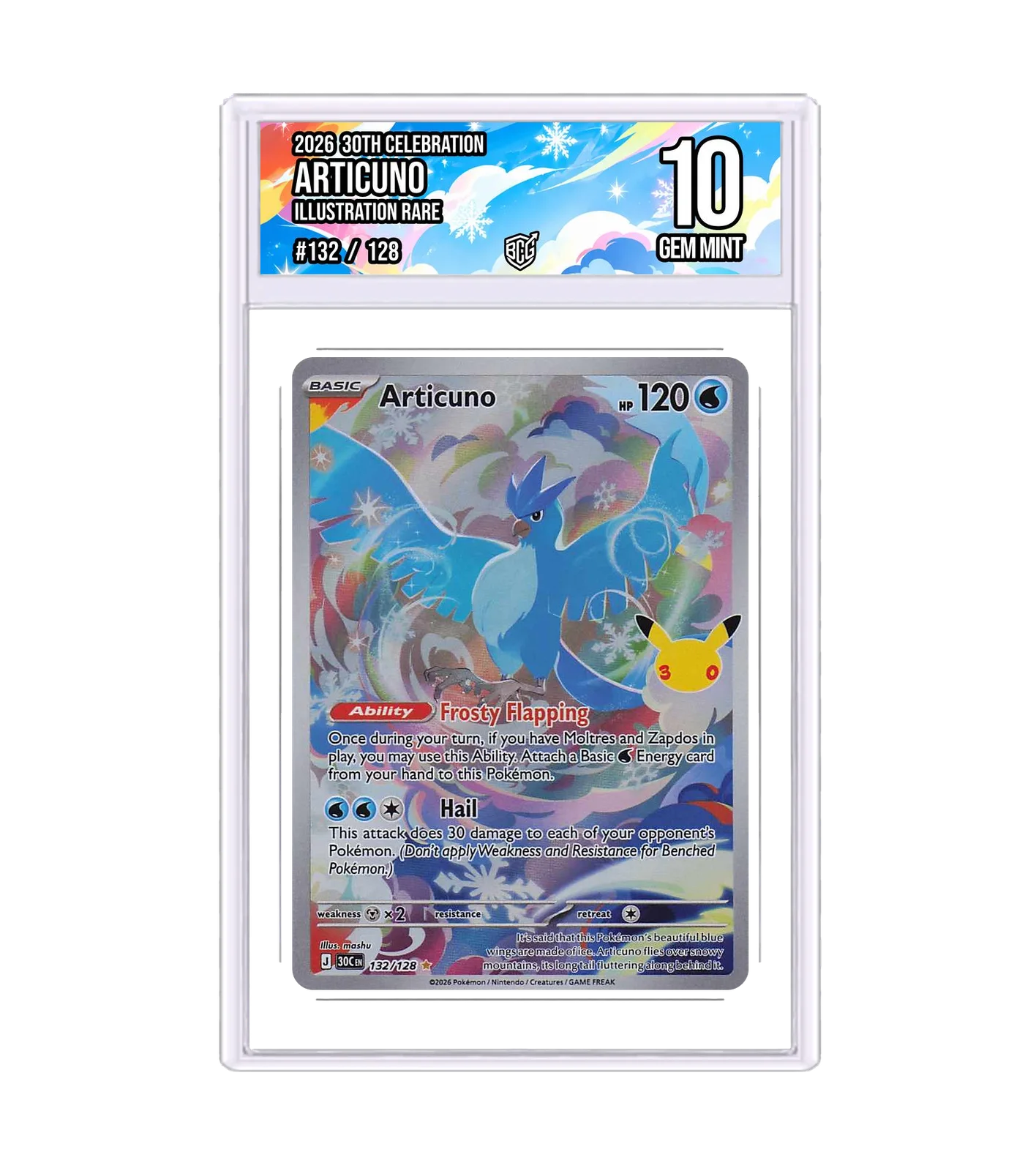 Articuno 132/128 · BCG 10 Gem Mint — front