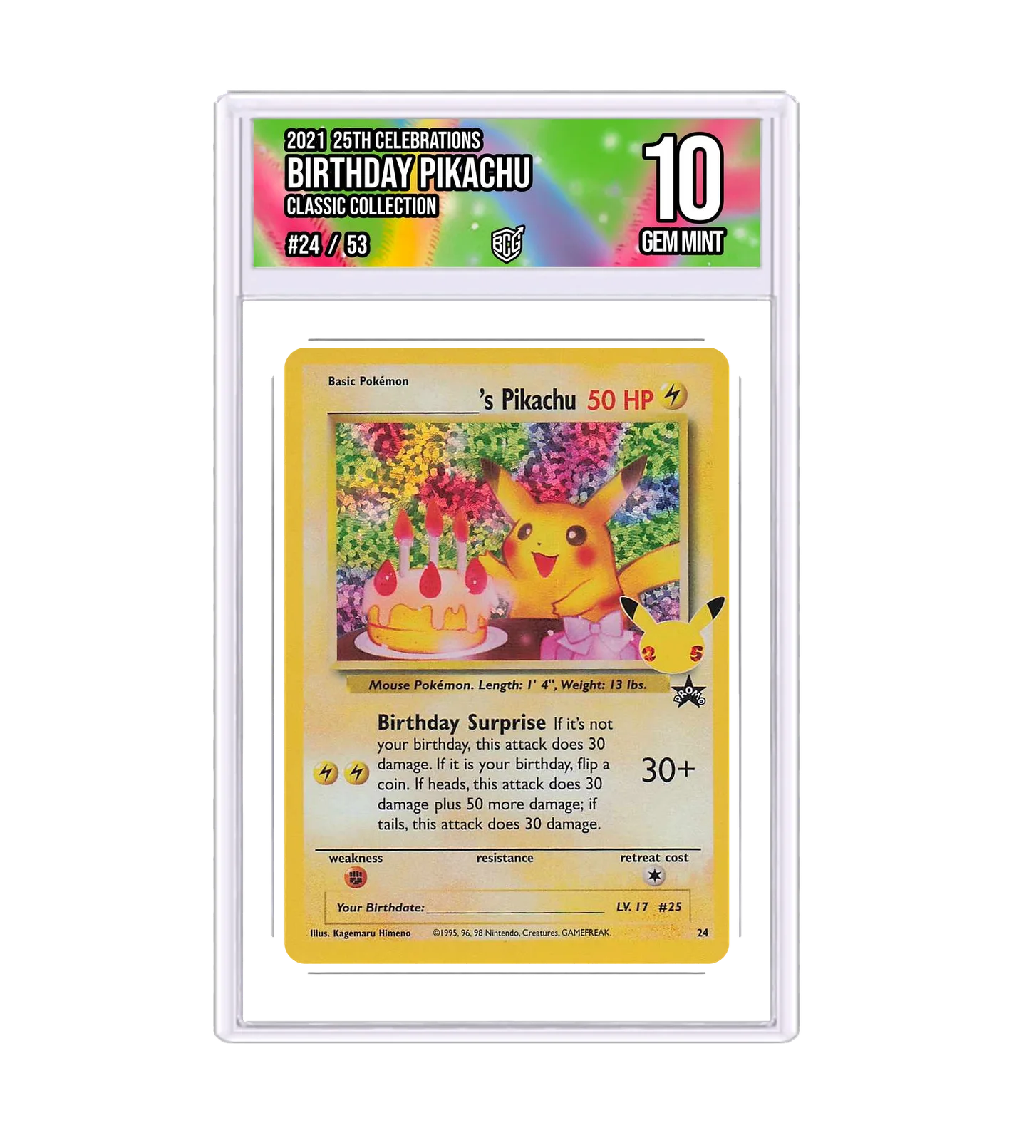 Birthday Pikachu 24/53 · BCG 10 Gem Mint — front