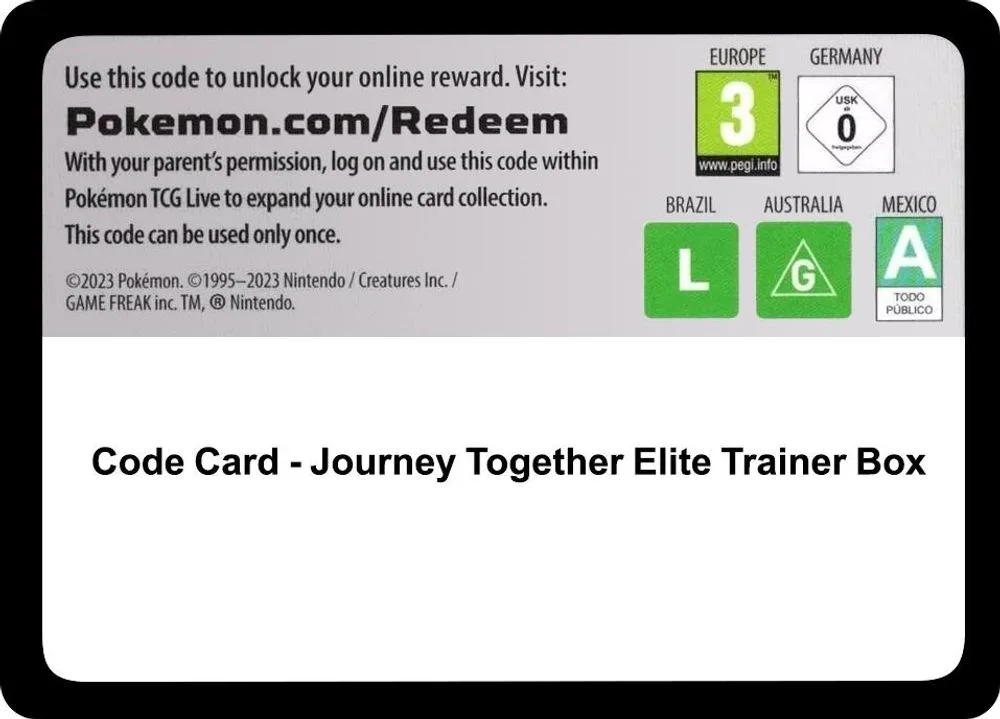 Code Card - Journey Together Elite Trainer Box TG213 — front