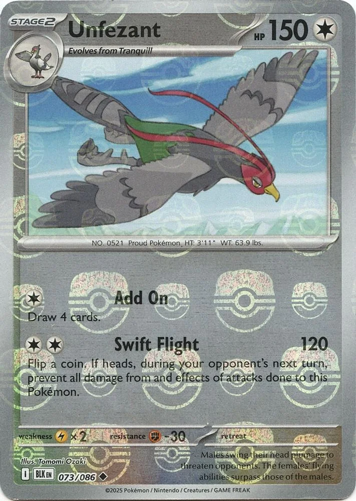 Unfezant 073/086 (Master Ball Pattern) — front