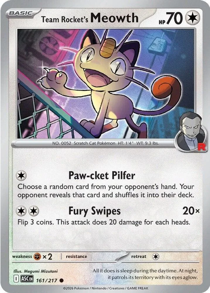 Team Rocket's Meowth 161/217 — front