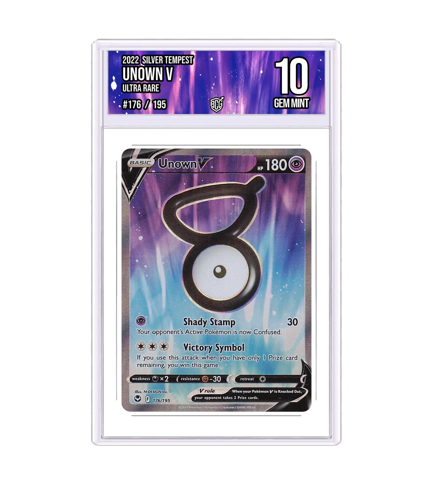 Unown V 176/195 · BCG 10 Gem Mint — front