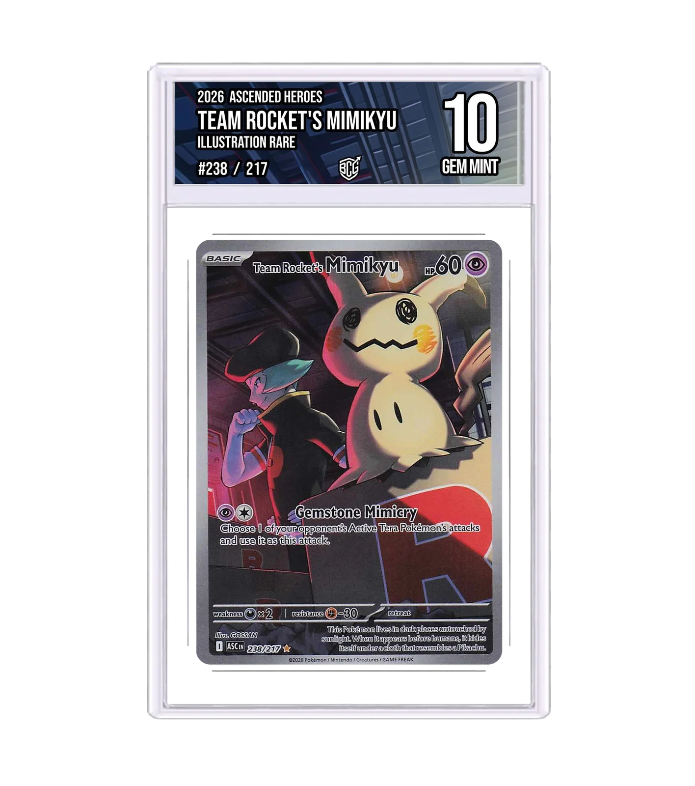 Team Rocket's Mimikyu 238/217 · BCG 10 Gem Mint — front