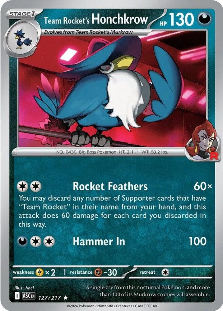 Team Rocket's Honchkrow 127/217 — front