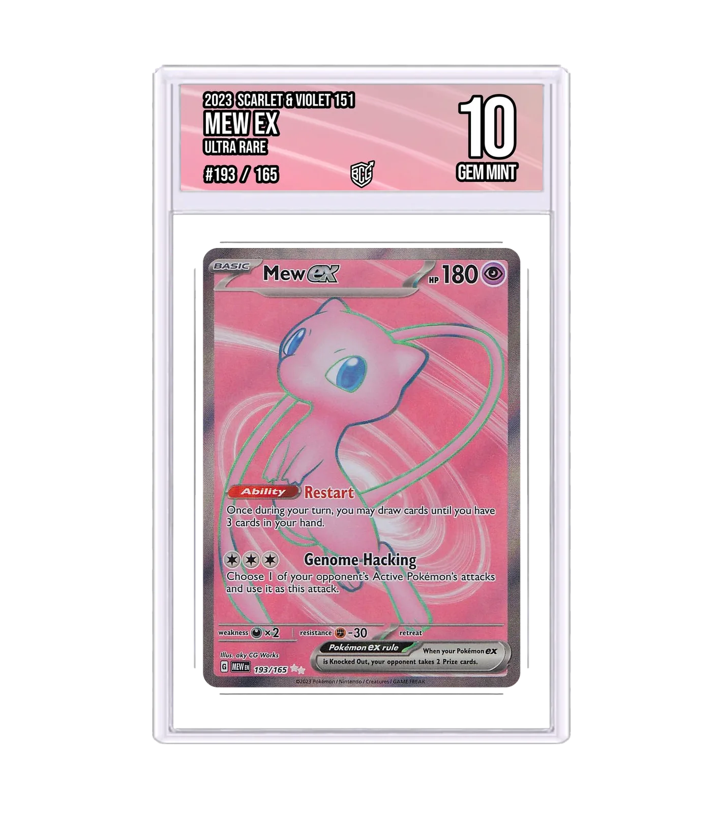 Mew ex 193/165 · BCG 10 Gem Mint — front