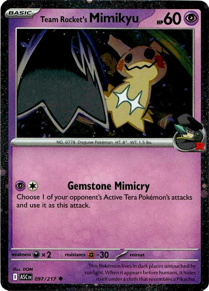 Team Rocket's Mimikyu 097/217 (Cosmos Holo) — front