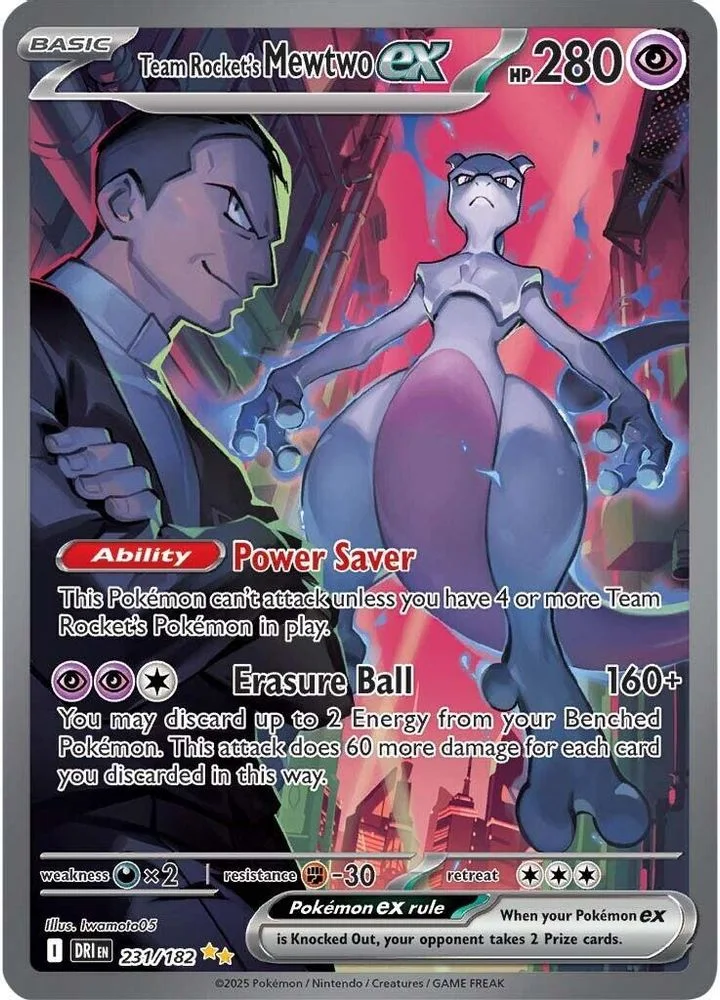 Team Rocket's Mewtwo ex 231/182 — front