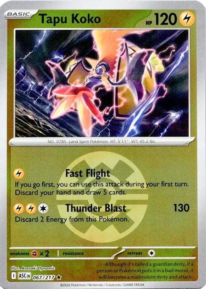 Tapu Koko 067/217 (Quick Ball) — front